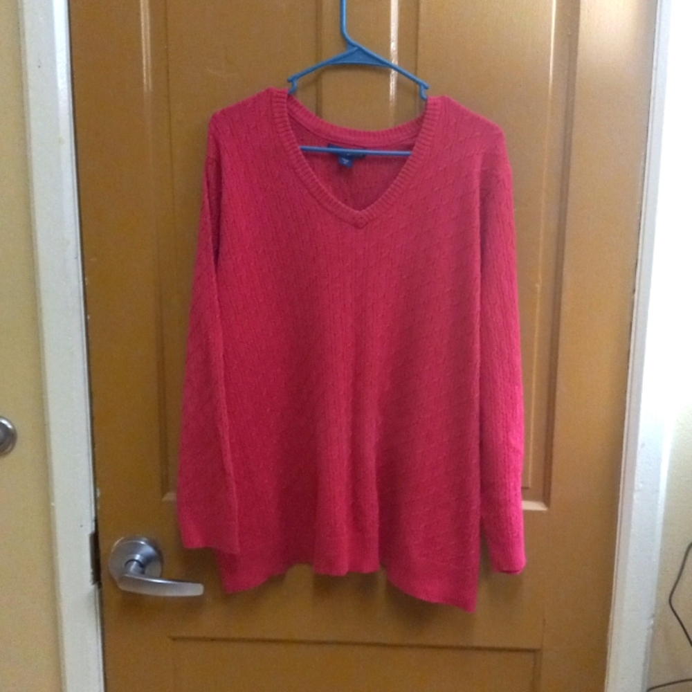 A hot pink, 3xl, basic editions women's plus sweater.